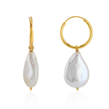 Pearl Hoop Earrings Gold Plated - Small