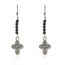 WDTS Tiny Cross and Onyx Drop Earrings
