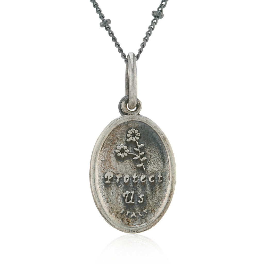 WDTS St Christopher Necklace - Moonstone/Oxidised