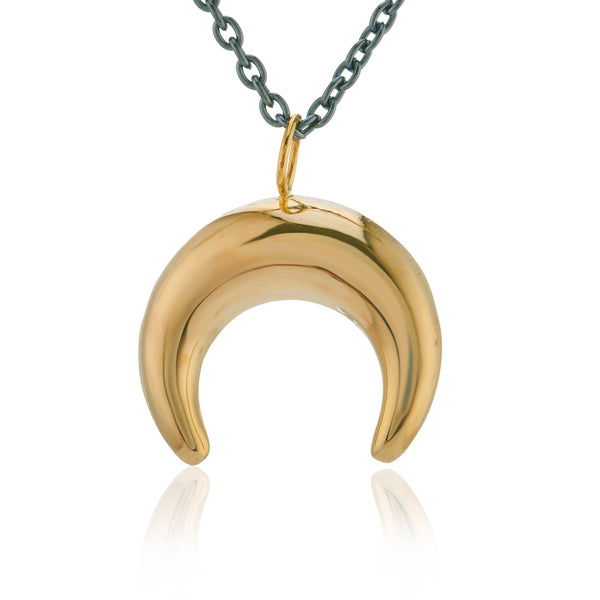 925 Silver Crescent Moon Necklace-gold
