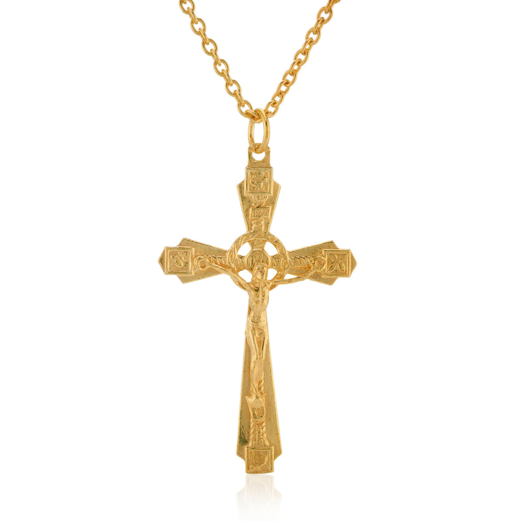 WDTS Gold plated 925 Silver ornate crucifix necklace