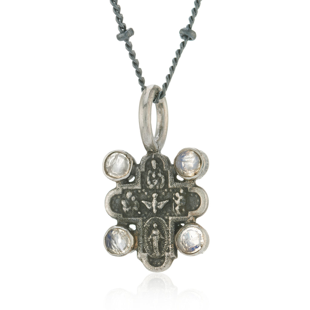 Tiny cross & Moonstone necklace