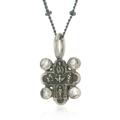 Tiny cross & Moonstone necklace