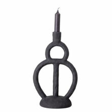 Ramina Candlestick, Black, Polyresin