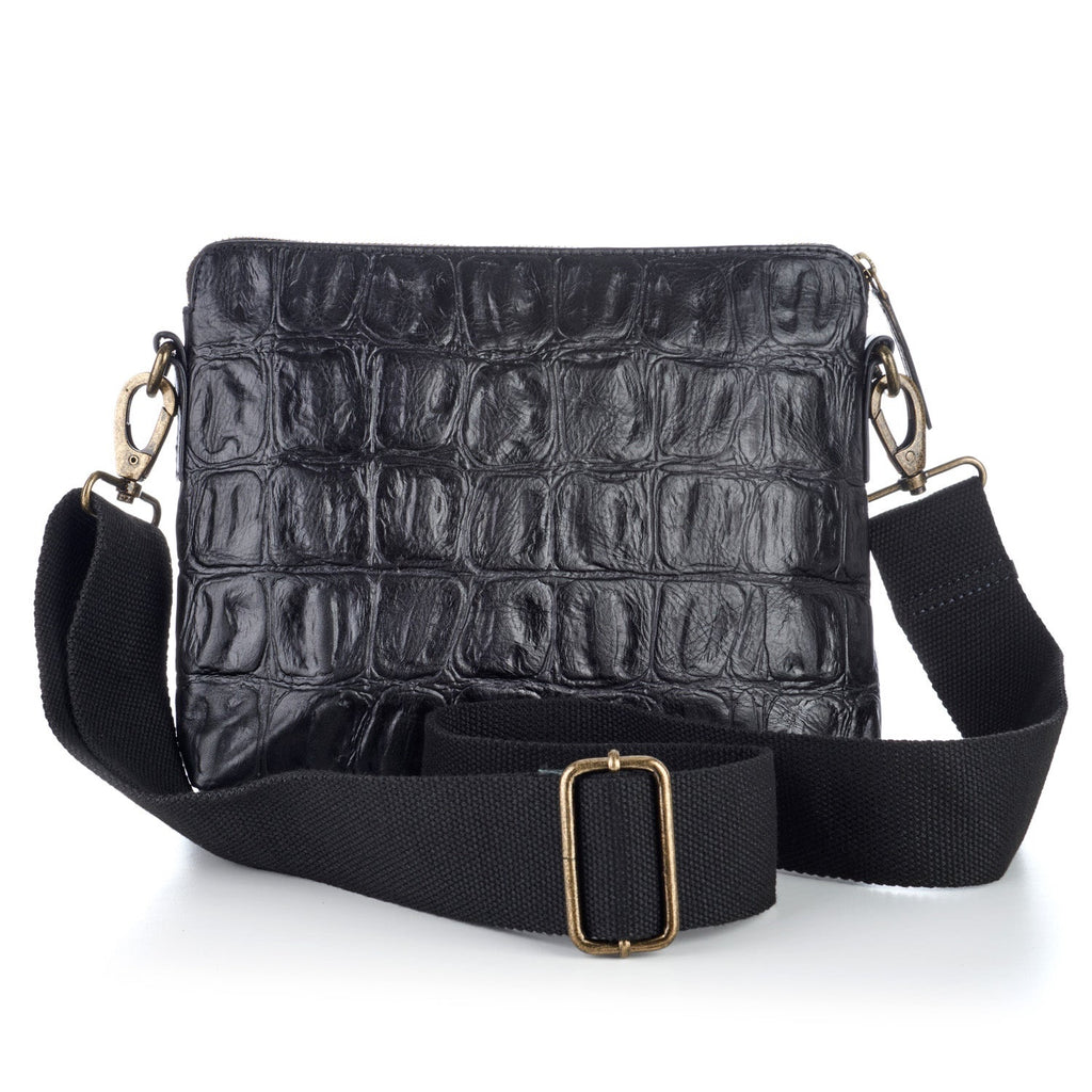 New Elsie Bag- Black Croc Leather