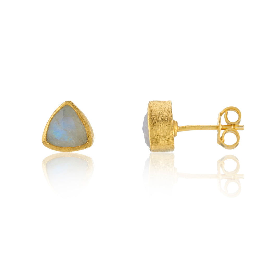925 Silver Irregular Moonstone Earrings- gold