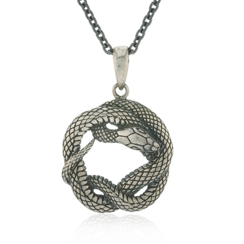 Oxidised 925 Silver Snake necklace