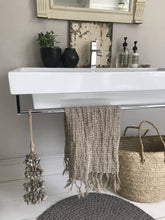 SATURN S towel w/fringes, linen natural