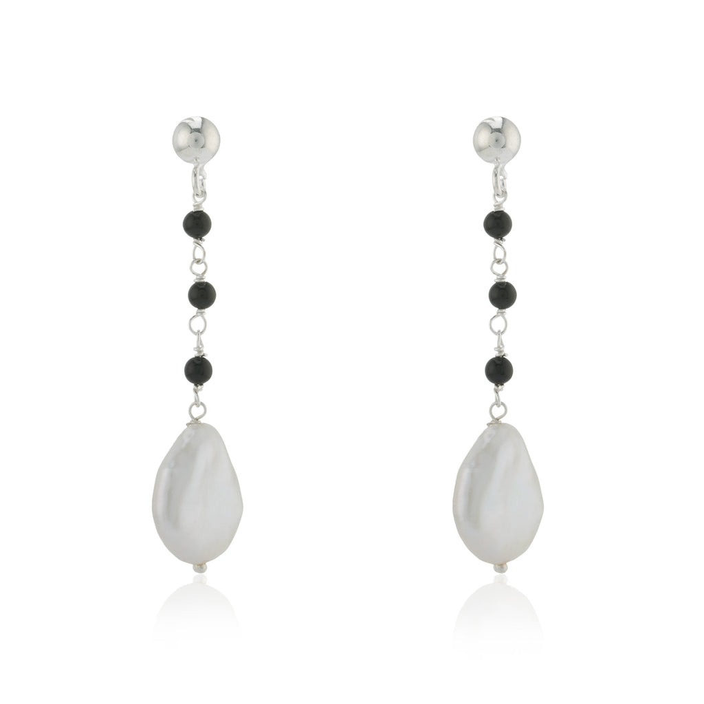 WDTS Pearl Drop Earrings with Ball - silver