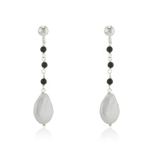 WDTS Pearl Drop Earrings with Ball - silver