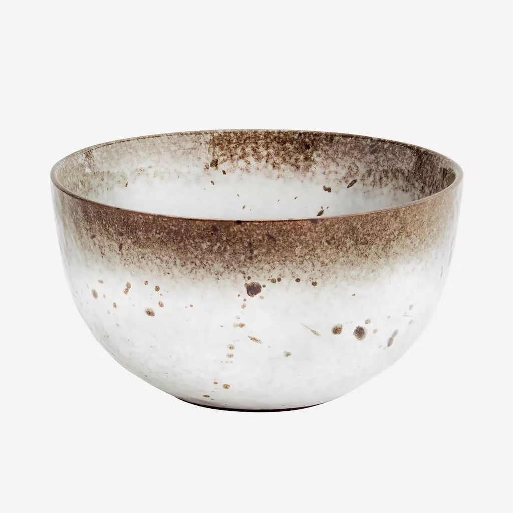 Stoneware Bowl - White/Brown