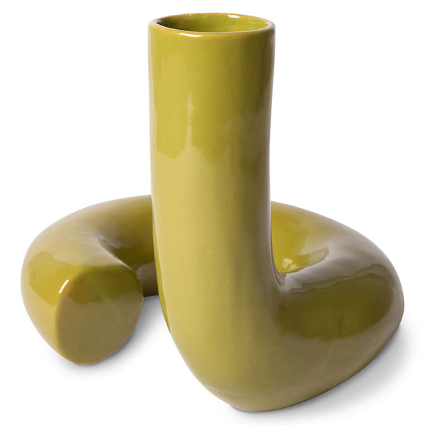 HK living: ceramic twisted vase glossy olive