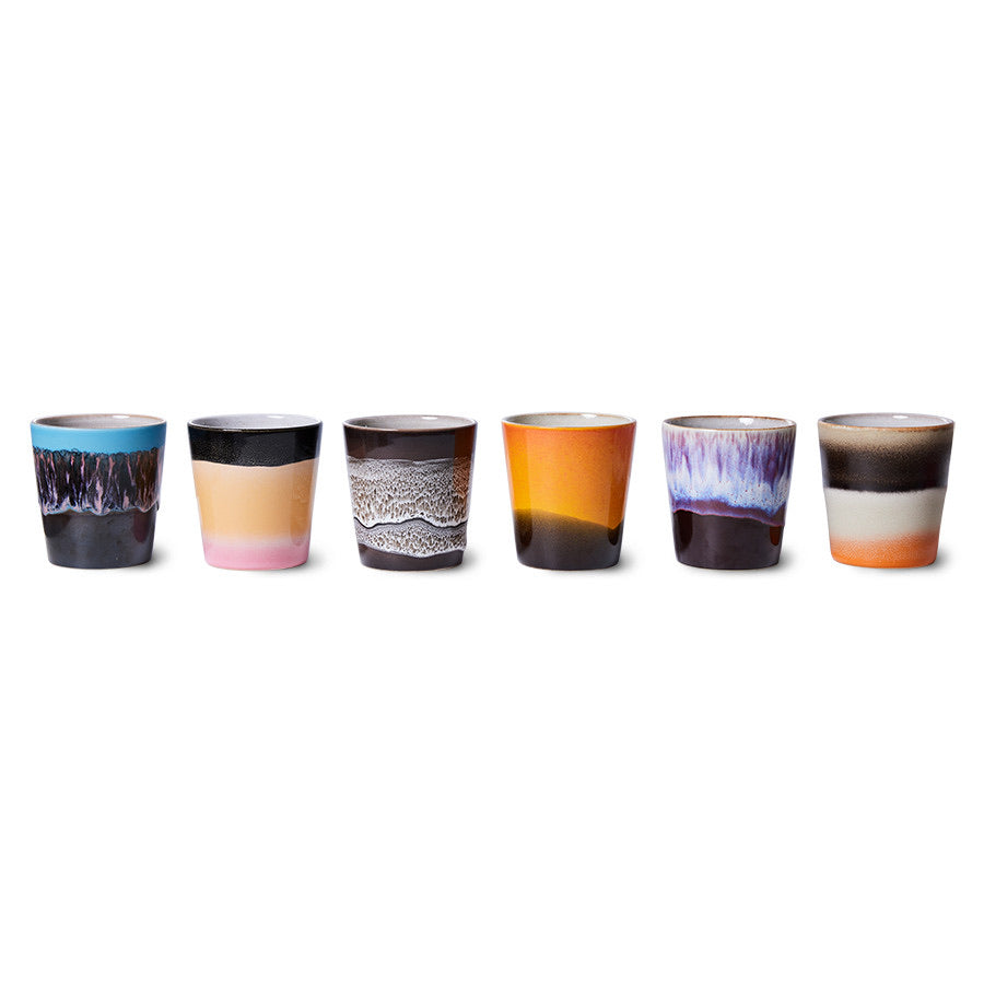 HKliving 70s ceramics: coffee mug, Stellar (set of 6)