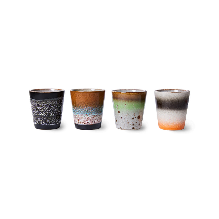 HKliving 70s ceramics: ristretto ESPRESSO mugs: good vibes (set of 4)