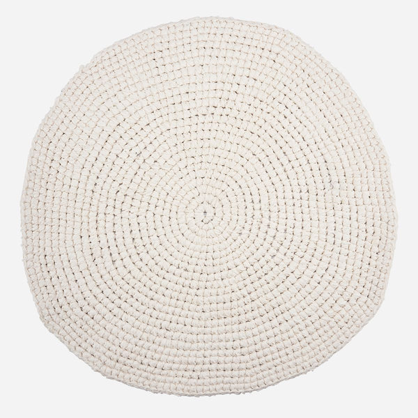 Rug, Crochet, White DIA 80