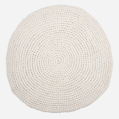 Rug, Crochet, White DIA 80
