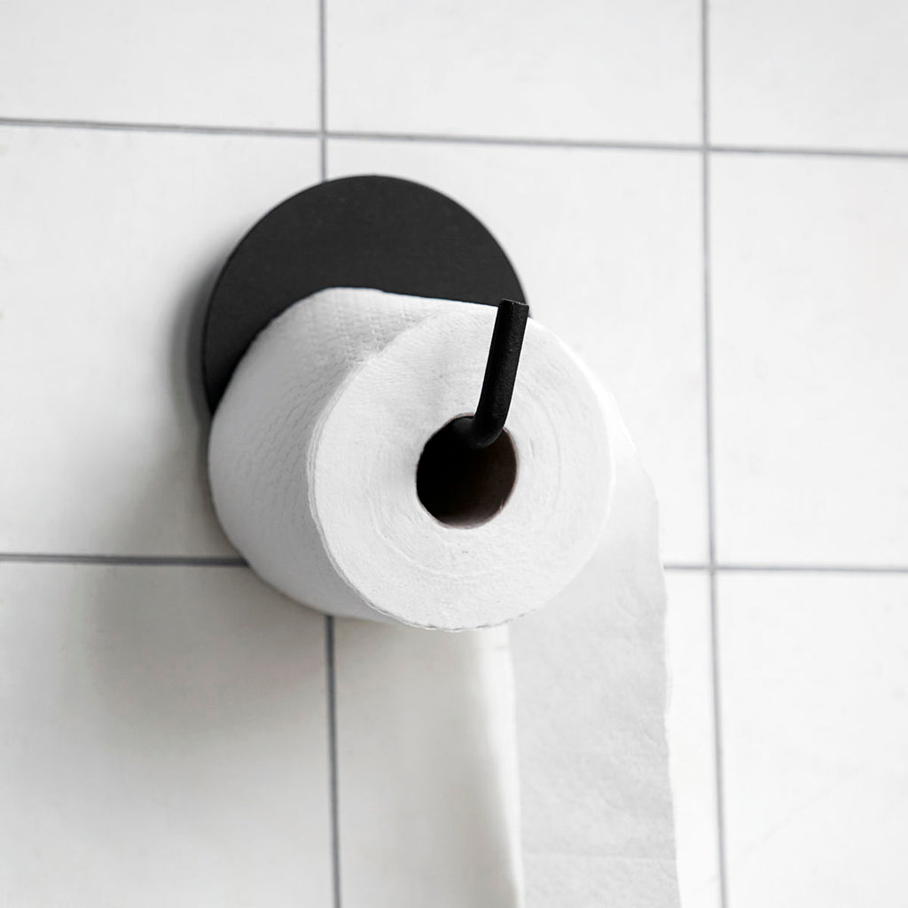 Toilet paper holder, Text, Black