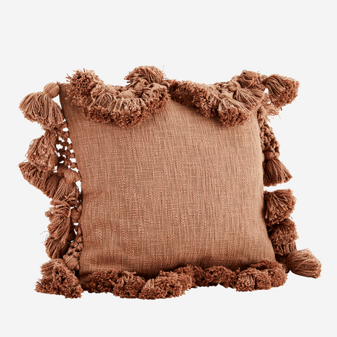 Cushion cover w/ Tassels - Dark Nude