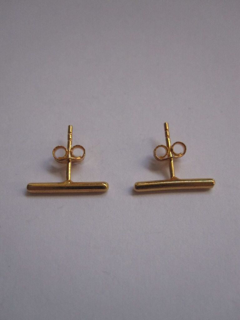 Gold plated 925 Silver Bar Earrings