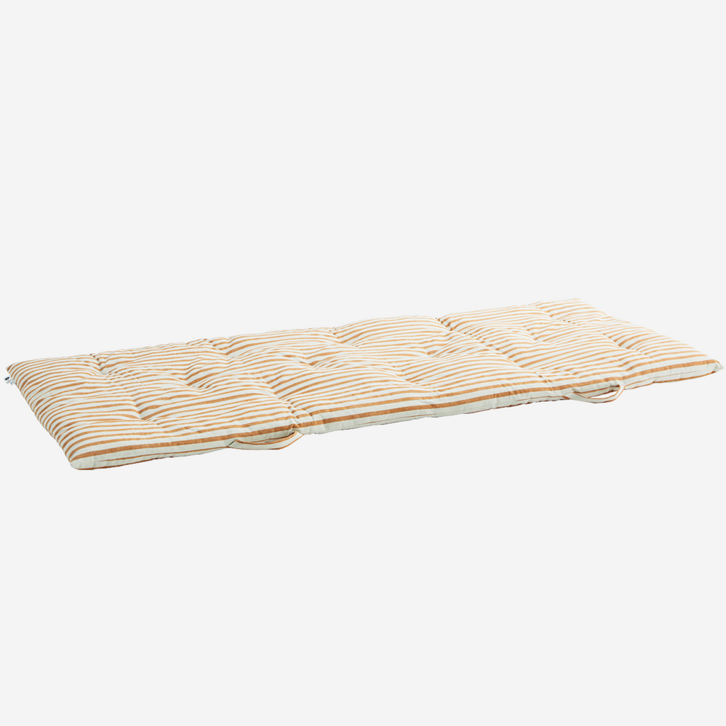 STRIPED COTTON MATTRESS Off white, dark honey