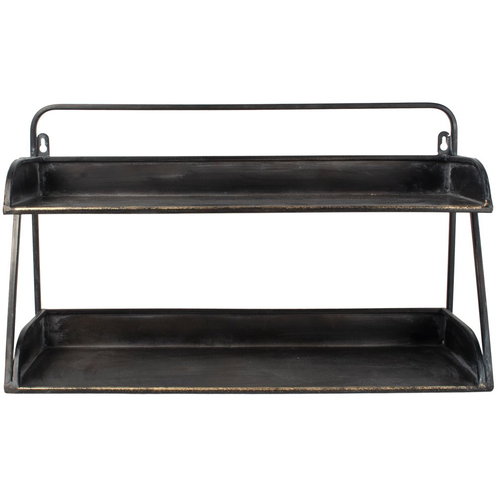 2 Shelf Desk Tidy Antique Black/Brass