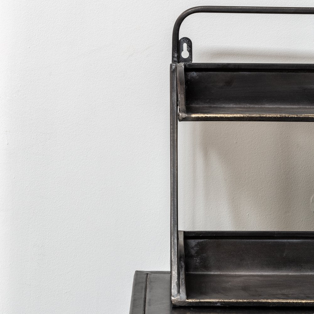 2 Shelf Desk Tidy Antique Black/Brass