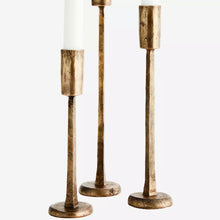 Hand forged candle holders, brass, set of 3