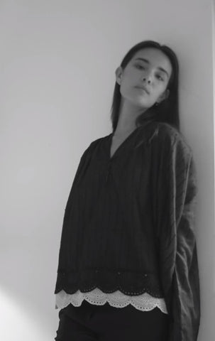 MES DEMOISELLES TOP LYOCELL WOOL MIX SASH WAIST CAPE SLEEVE 25S-IVE main image 0
