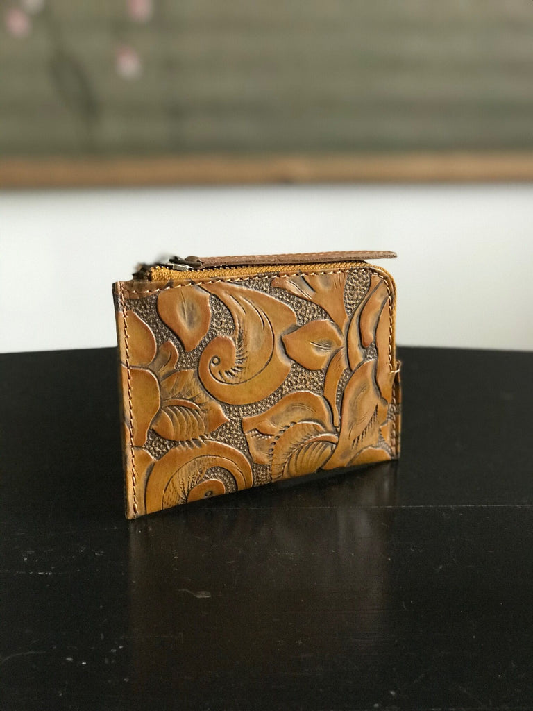 CollardManson Tan Floral Leather Wallet
