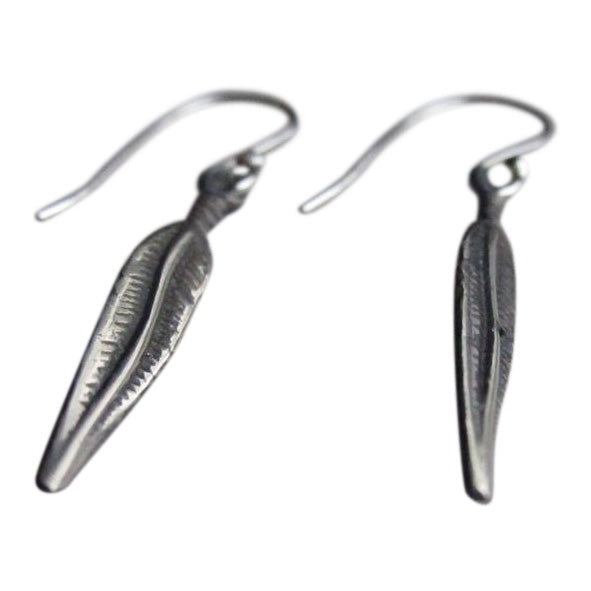 925 Silver Drop Feather Earrings