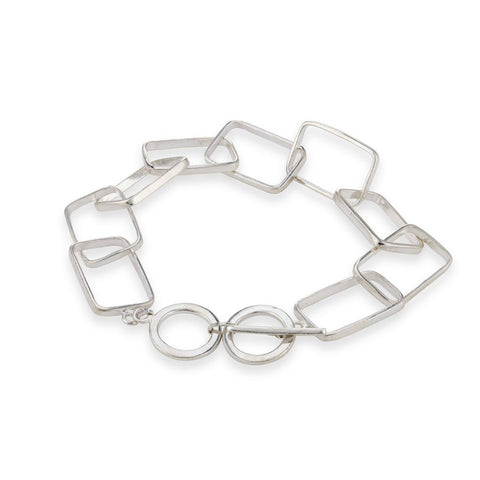 Silver rectangle link bracelet