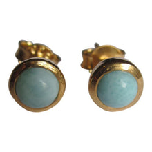 925 Silver Larimar Studs- Gold plated