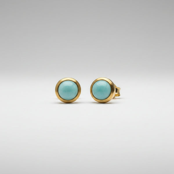 925 Silver Larimar Studs- Gold plated