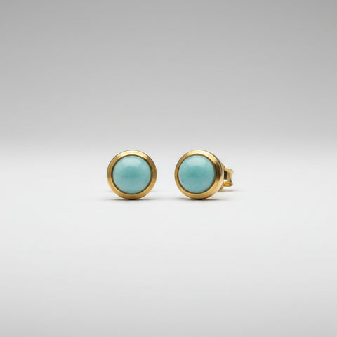 925 Silver Larimar Studs- Gold plated
