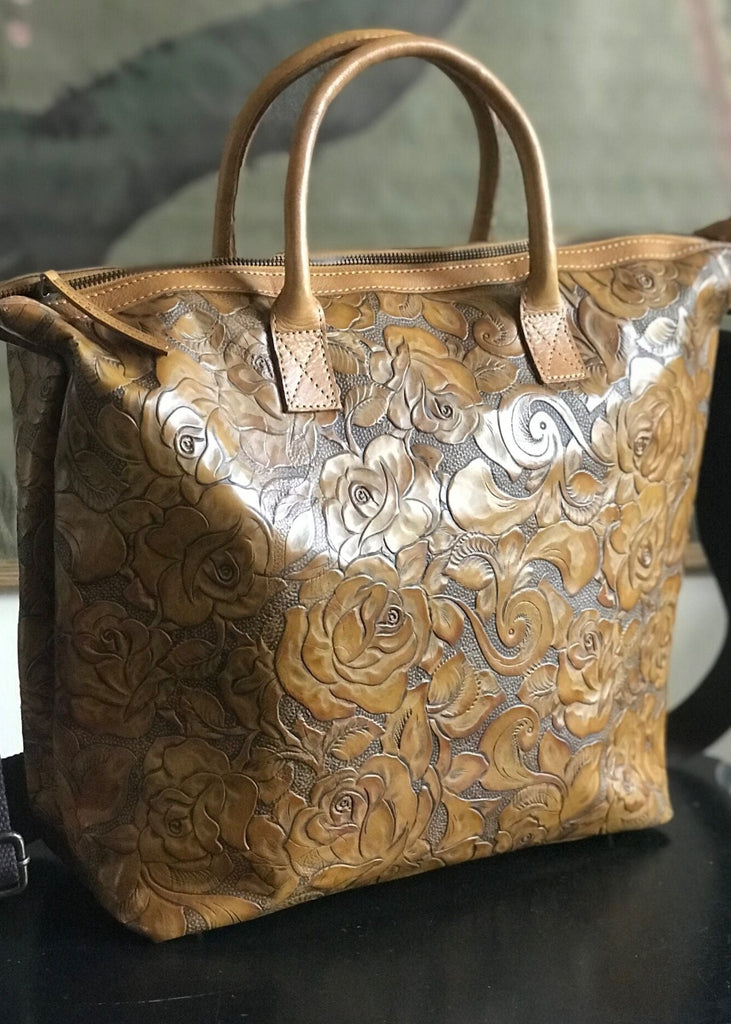 CollardManson Elke leather Bag - Havana floral