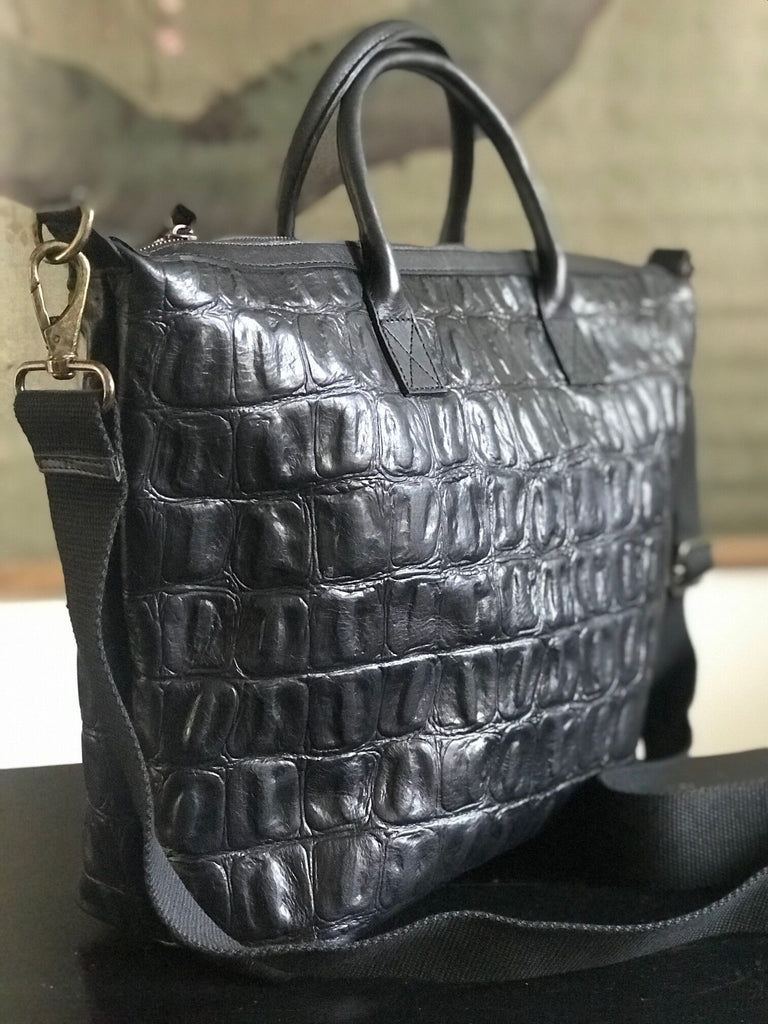 CollardManson Elke Bag - Black Croc Leather