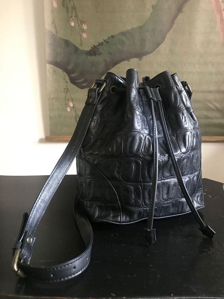 CollardManson Bucket Bag - Black Croc Leather