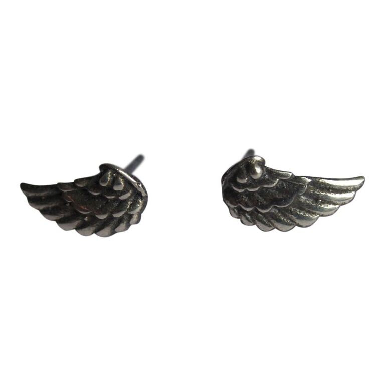 925 Silver Oxidised Small Wing Studs