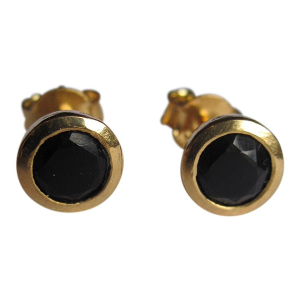 CollardManson 925 Silver Black Onyx Studs- gold plated