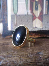 Collard Manson 925 Silver Oval Black Onyx Ring - Gold plated