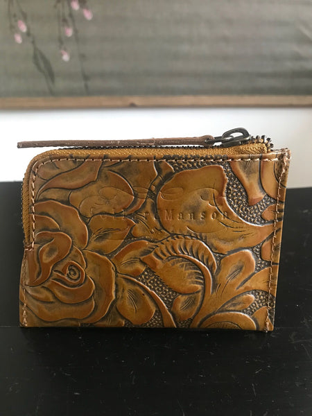 CollardManson Tan Floral Leather Wallet
