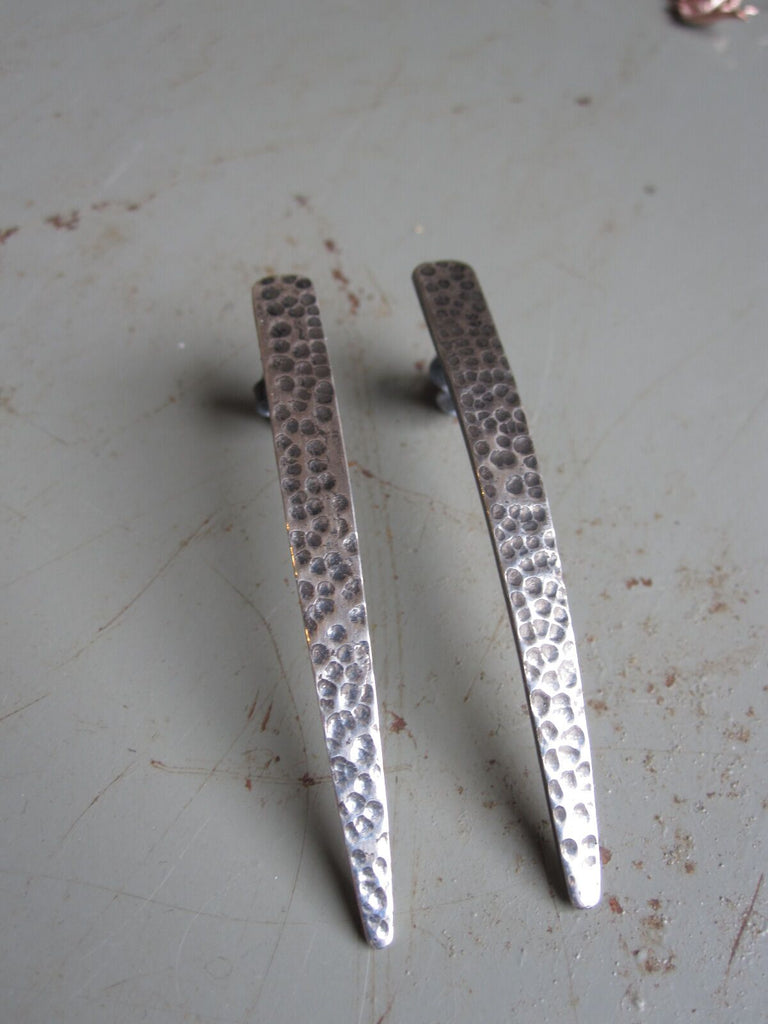 925 Silver Hammered Shard Earrings- oxidised