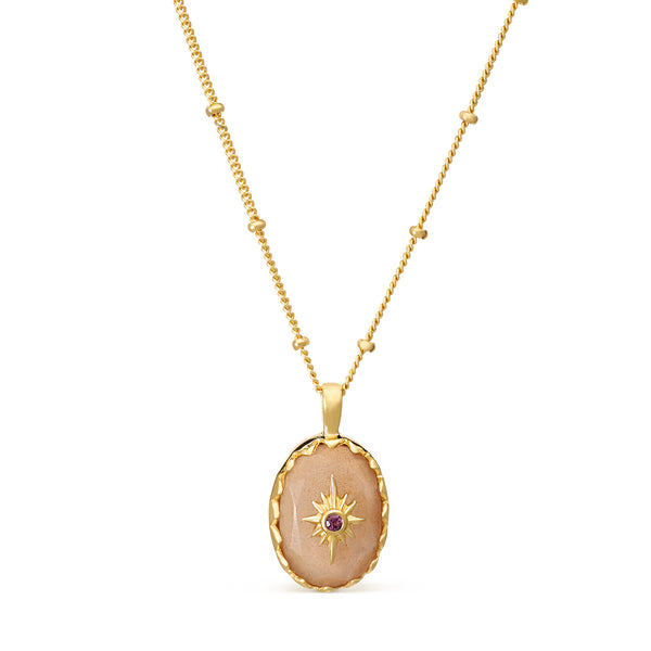 Lone Star Peach Moonstone Necklace