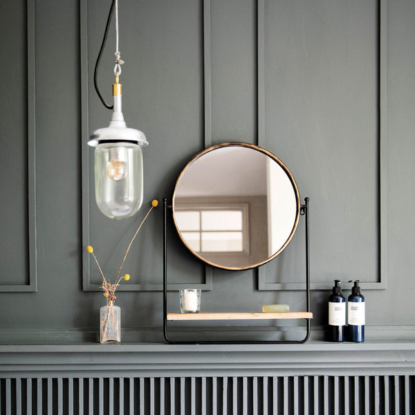 ROUND MIRROR WITH SHELF