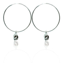 Skull Hoop Earrings - Silver