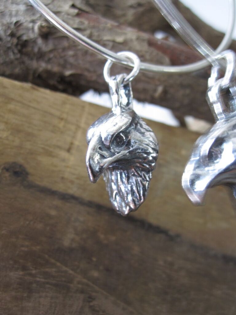 925 Silver Eagle Head Hoop Earrings