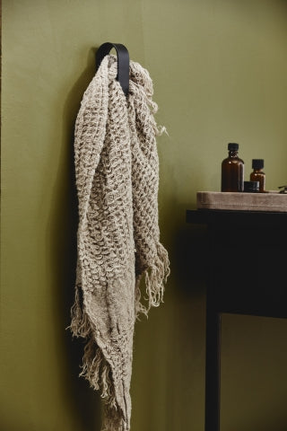 SATURN M towel w/fringes, linen natural