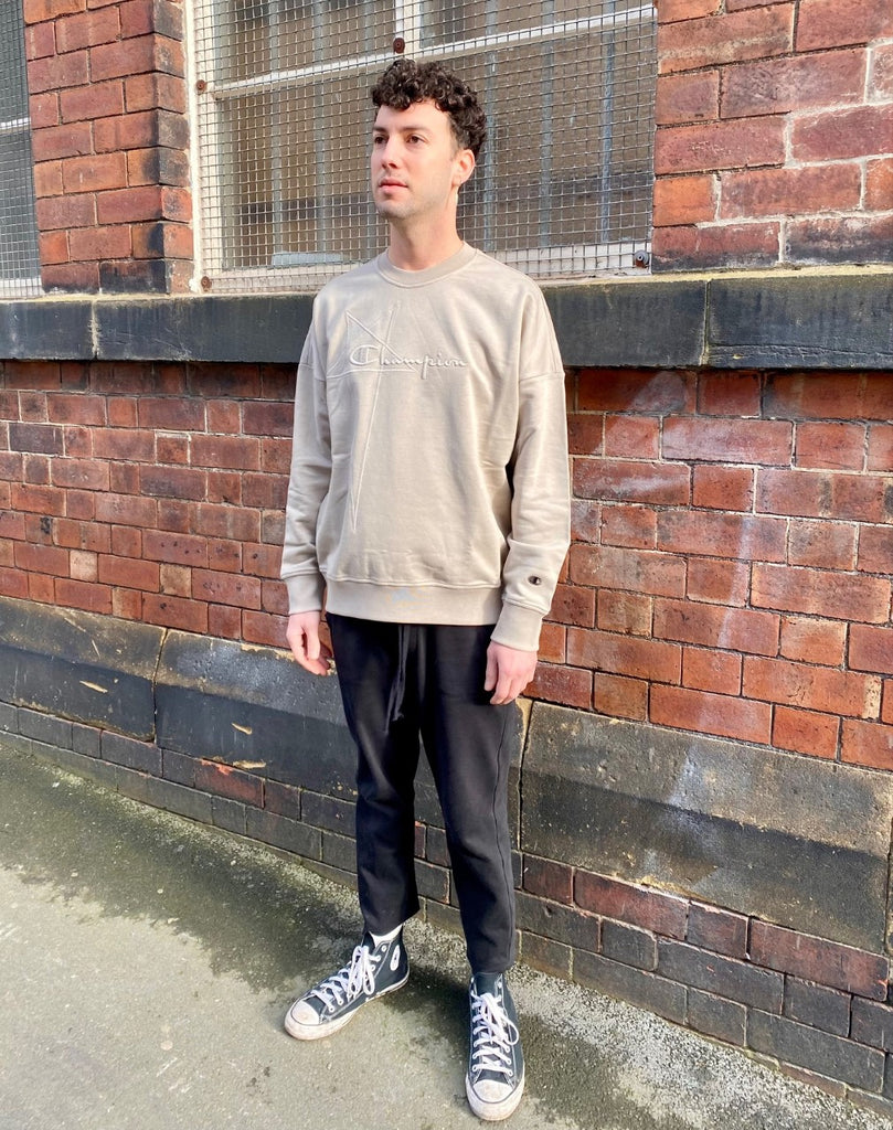 RICK OWENS X CHAMPION KNITTED PULLOVER SWEATSHIRT - PEARL