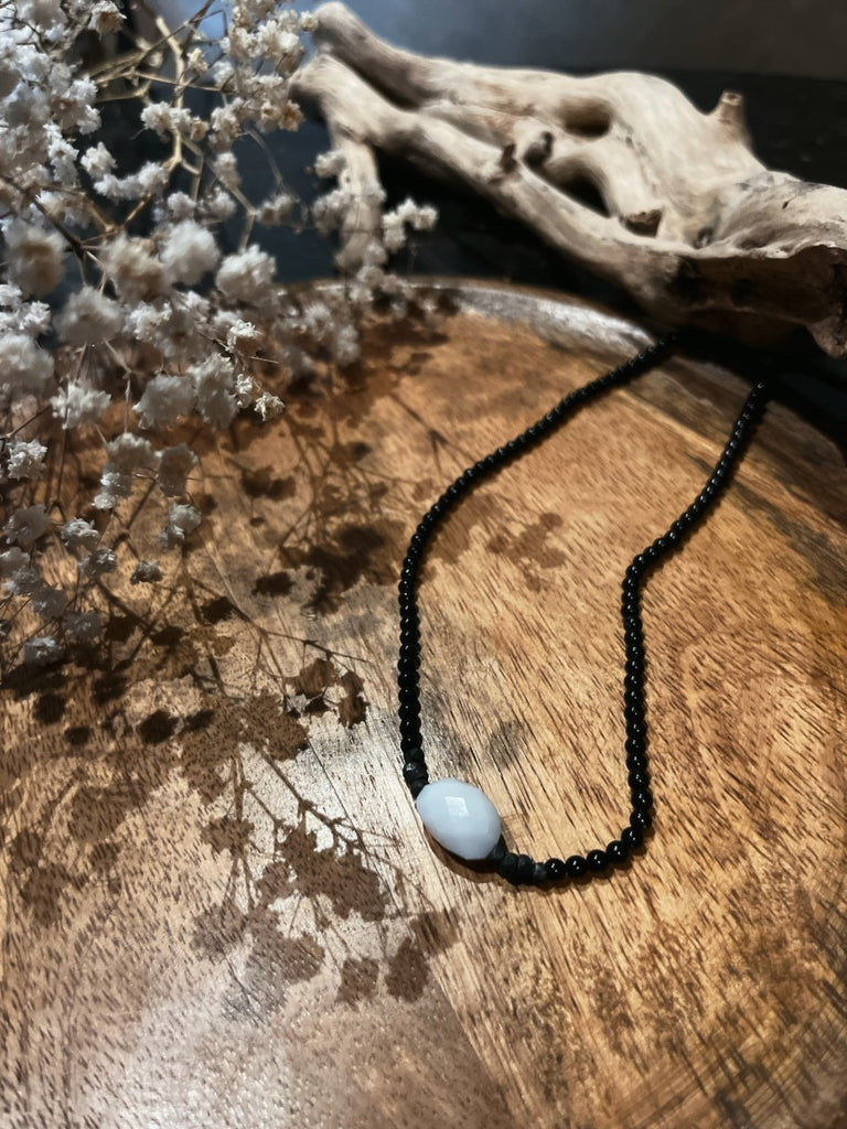 Onyx Necklace W/ Moonstone