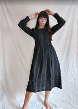 WDTS  - Tilly dress - Black Linen with a grey thread